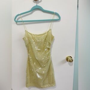 bec + bridge Yellow Sequin Mini Dress